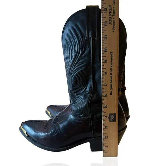 Laredo 2637 Burgundy Leather Western Cowboy Boots Gold Toe 9.5 EE Made In USA - Picture 12 of 12